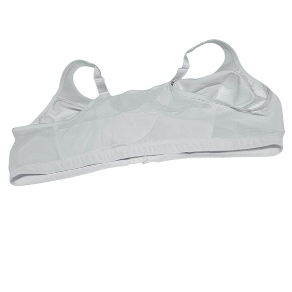 Glamorise Front Close Bra Size 46DD White Nylon Blend Adjustable Straps Wireless - Picture 3 of 5